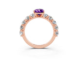 Rose gold Pear Cut Amethyst Prong Setting with Side Stones on a Pave Band_3