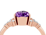 Rose gold Pear Cut Amethyst Ring with Side Stones and Four-Prong Setting_40