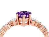 Rose gold Pear Cut Amethyst Scattered Round Accent Ring with Prong Setting_16