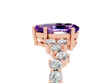 Rose gold Pear Cut Amethyst Scattered Round Accent Ring with Prong Setting_17