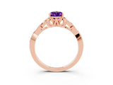 Rose gold Pear Cut Amethyst Solitaire Celtic Knot Ring with Four-Prong Setting_15