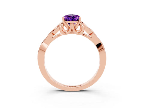 Rose gold Pear Cut Amethyst Solitaire Celtic Knot Ring with Four-Prong Setting_15