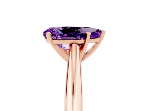 Rose gold Pear Cut Amethyst Solitaire Engagement Ring with Cathedral Setting and Four-Prong Mount_17
