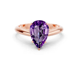 Rose gold Pear Cut Amethyst Solitaire Engagement Ring with Cathedral Setting and Four-Prong Mount_18