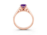 Rose gold Pear Cut Amethyst Solitaire Engagement Ring with Cathedral Setting and Four-Prong Mount_21