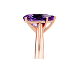 Rose gold Pear Cut Amethyst Solitaire Engagement Ring with Cathedral Setting and Four-Prong Mount_29