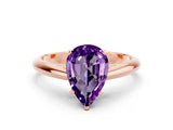 Rose gold Pear Cut Amethyst Solitaire Engagement Ring with Cathedral Setting and Four-Prong Mount_78