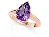Rose gold Pear Cut Amethyst Solitaire Engagement Ring with Cathedral Setting and Four-Prong Mount_79
