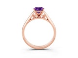 Rose gold Pear Cut Amethyst Solitaire Engagement Ring with Cathedral Setting and Four-Prong Mount_81