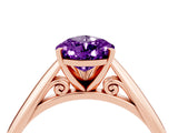 Rose gold Pear Cut Amethyst Solitaire Engagement Ring with Cathedral Setting and Four-Prong Mount_82
