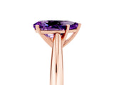 Rose gold Pear Cut Amethyst Solitaire Engagement Ring with Cathedral Setting and Four-Prong Mount_83