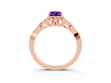 Rose gold Pear Cut Amethyst Solitaire Engagement Ring with Celtic Knot Band and Four-Prong Setting_3