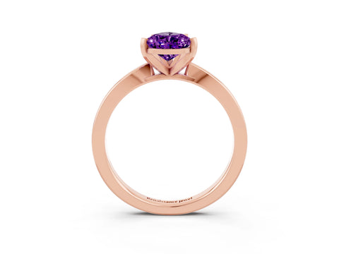 Rose gold Pear Cut Amethyst Solitaire Engagement Ring with Classic Band and Four-Prong Setting_27