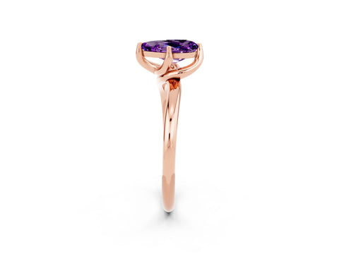 Rose gold Pear Cut Amethyst Solitaire Engagement Ring with Four-Prong Setting and Classic Band_14
