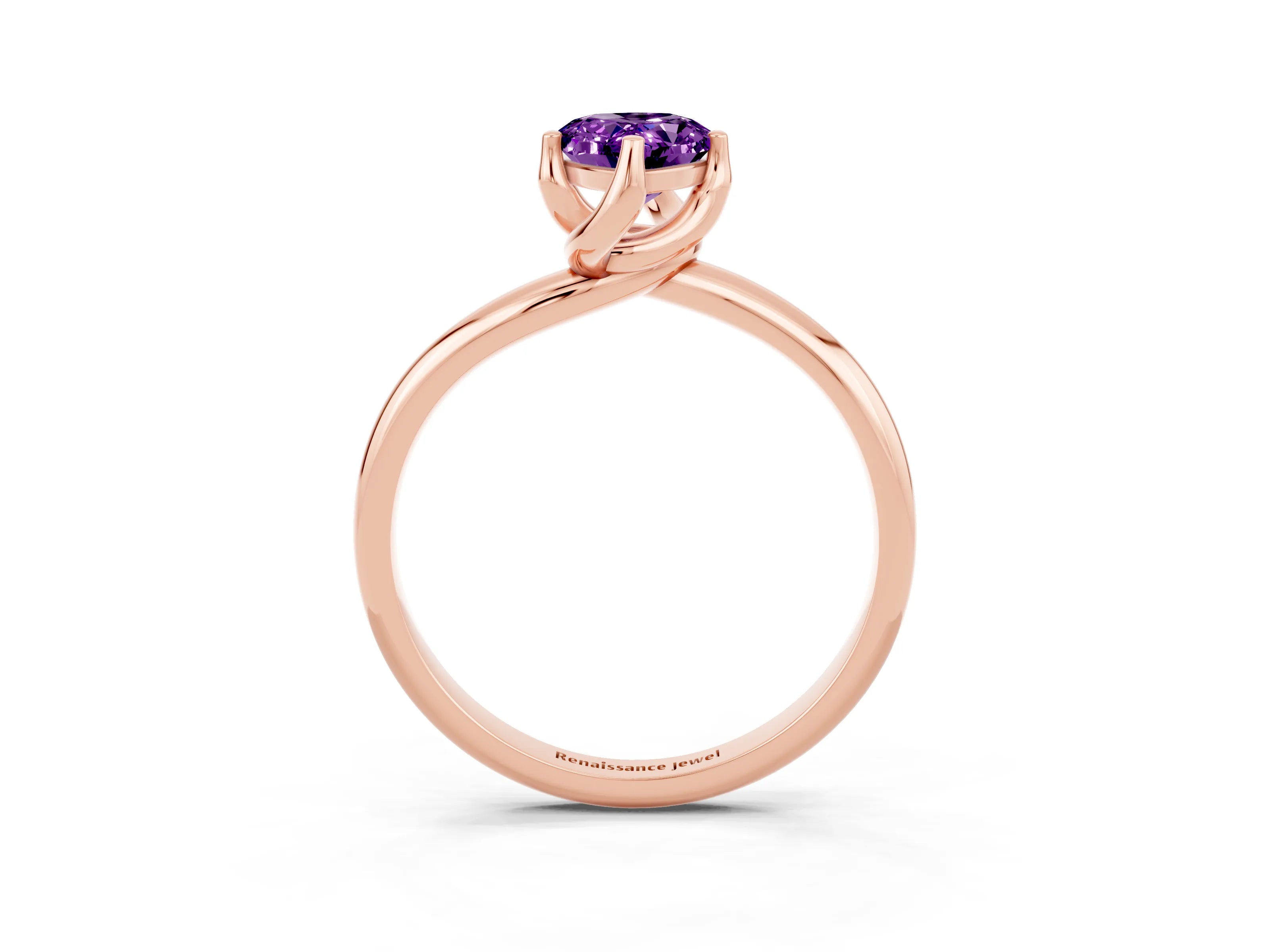Rose gold Pear Cut Amethyst Solitaire Engagement Ring with Four-Prong Setting and Classic Band_15