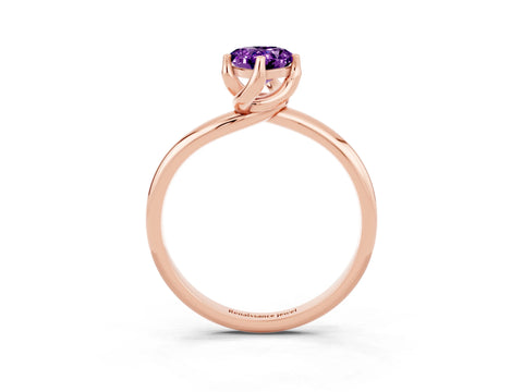 Rose gold Pear Cut Amethyst Solitaire Engagement Ring with Four-Prong Setting and Classic Band_15