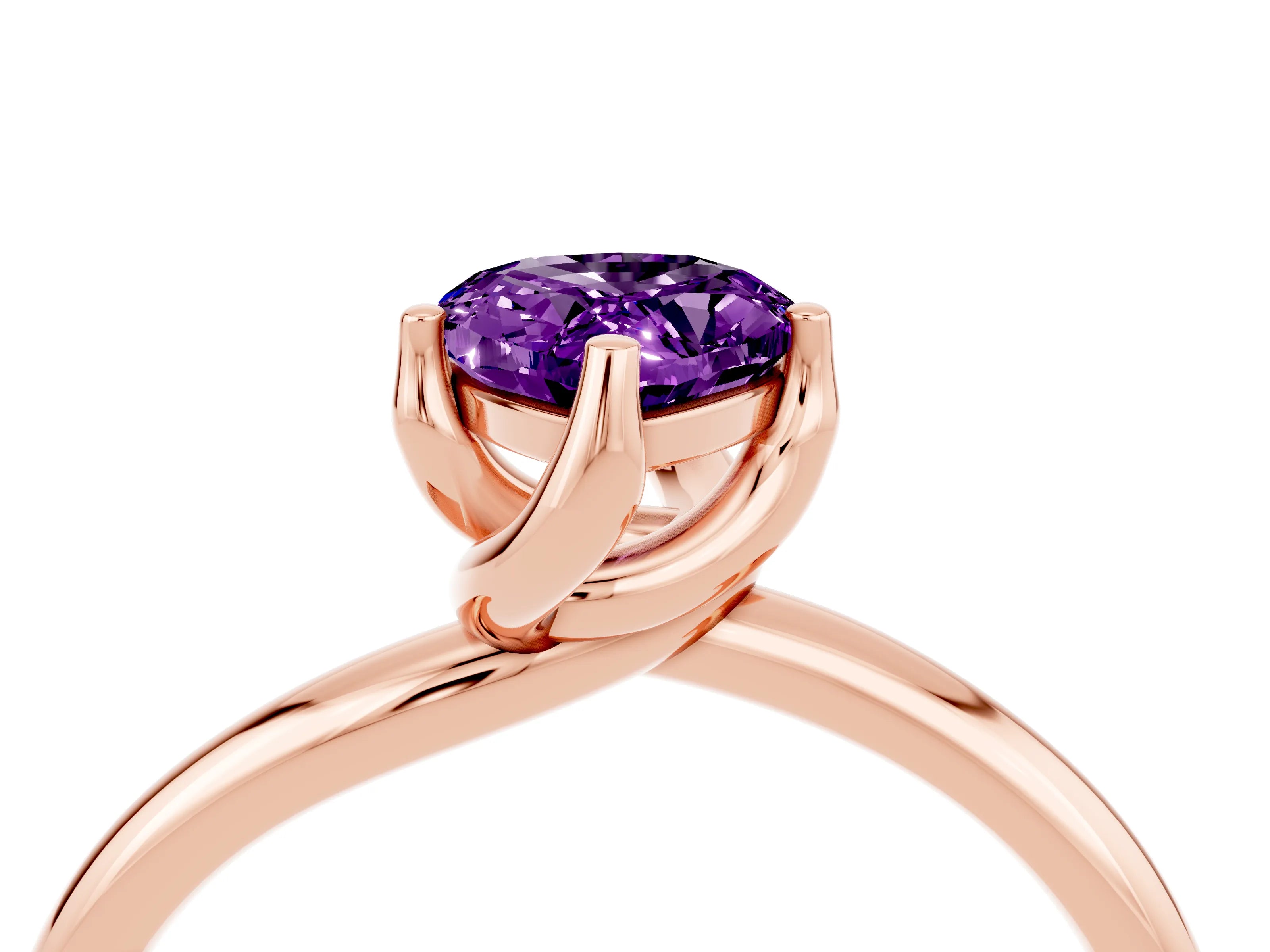 Rose gold Pear Cut Amethyst Solitaire Engagement Ring with Four-Prong Setting and Classic Band_16