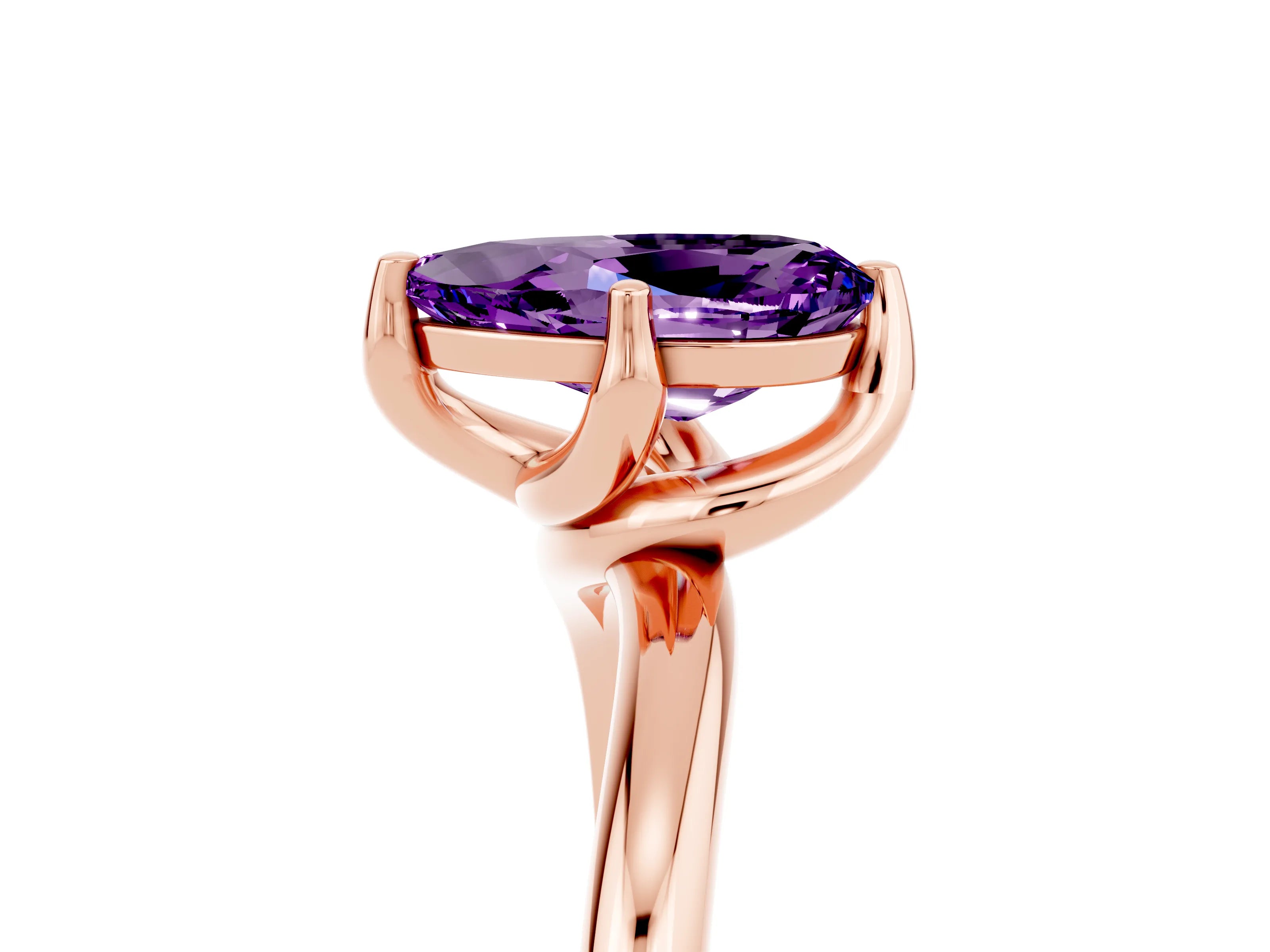 Rose gold Pear Cut Amethyst Solitaire Engagement Ring with Four-Prong Setting and Classic Band_17