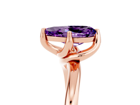Rose gold Pear Cut Amethyst Solitaire Engagement Ring with Four-Prong Setting and Classic Band_17