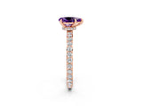 Rose gold Pear Cut Amethyst Solitaire Engagement Ring with Pavé Band and Four-Prong Setting_2