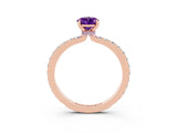 Rose gold Pear Cut Amethyst Solitaire Engagement Ring with Pavé Band and Four-Prong Setting_3