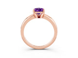Rose gold Pear Cut Amethyst Solitaire Engagement Ring with Round Band and Four-Prong Setting_3