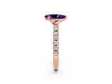 Rose gold Pear Cut Amethyst Solitaire Pavé Band with Four-Prong Setting_2