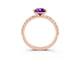 Rose gold Pear Cut Amethyst Solitaire Pavé Band with Four-Prong Setting_3