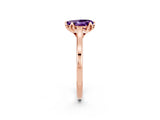 Rose gold Pear Cut Amethyst Solitaire Ring with Flower Prong Setting and Classic Band_14