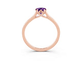 Rose gold Pear Cut Amethyst Solitaire Ring with Flower Prong Setting and Classic Band_15