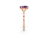 Rose gold Pear Cut Amethyst Solitaire Ring with Flower Prong Setting and Classic Band_38