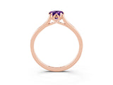 Rose gold Pear Cut Amethyst Solitaire Ring with Flower Prong Setting and Classic Band_39