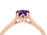Rose gold Pear Cut Amethyst Solitaire Ring with Flower Prong Setting and Classic Band_40
