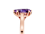 Rose gold Pear Cut Amethyst Solitaire Ring with Flower Prong Setting and Classic Band_41