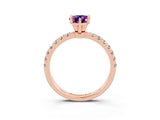 Rose gold Pear Cut Amethyst Solitaire Ring with Pavé Accents and Four-Prong Setting_3