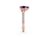 Rose gold Pear Cut Amethyst Solitaire Ring with Pavé Band and Four-Prong Setting_26