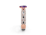 Rose gold Pear Cut Amethyst Solitaire Ring with Pavé and Channel Set Band_2