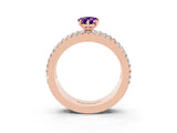 Rose gold Pear Cut Amethyst Solitaire Ring with Pavé and Channel Set Band_3