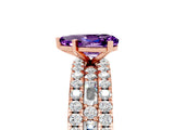 Rose gold Pear Cut Amethyst Solitaire Ring with Pavé and Channel Set Band_5