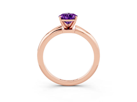 Rose gold Pear Cut Amethyst Solitaire Ring with Six-Prong Setting and Classic Band_3
