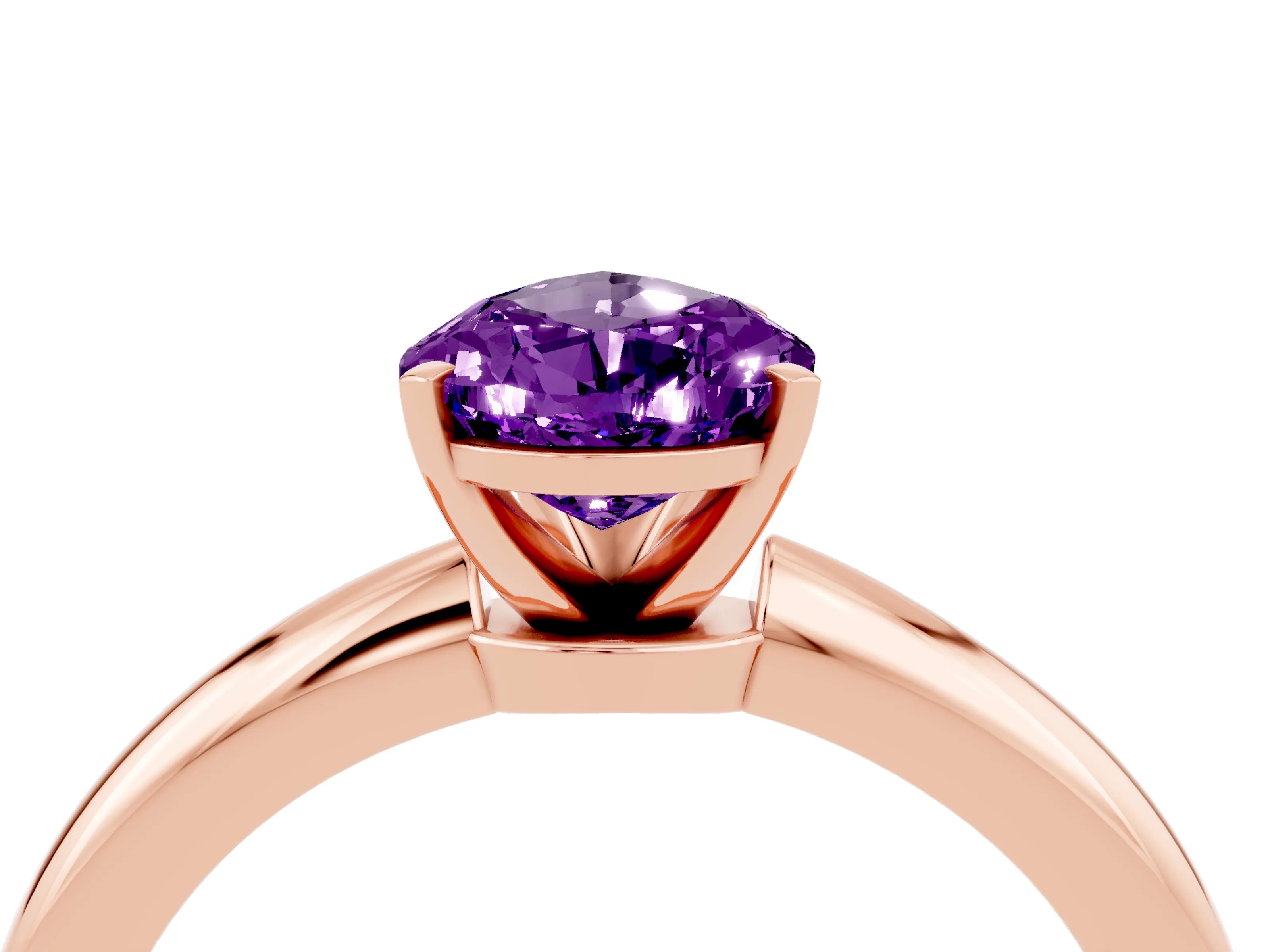 Rose gold Pear Cut Amethyst Solitaire Ring with Six-Prong Setting and Classic Band_4