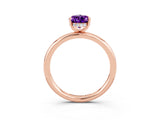 Rose gold Pear Cut Amethyst Solitaire Ring with Thin Band and Four-Prong Setting_15