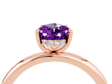 Rose gold Pear Cut Amethyst Solitaire Ring with Thin Band and Four-Prong Setting_16