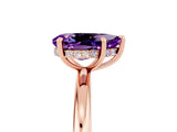 Rose gold Pear Cut Amethyst Solitaire Ring with Thin Band and Four-Prong Setting_17