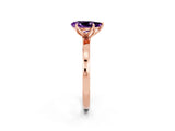 Rose gold Pear Cut Amethyst Solitaire Ring with Thin Band and Prong Setting_14