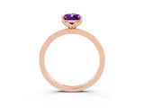 Rose gold Pear Cut Amethyst Solitaire Ring with Thin Band and Prong Setting_15
