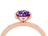 Rose gold Pear Cut Amethyst Solitaire Ring with Thin Band and Prong Setting_16