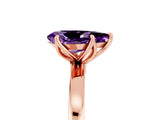 Rose gold Pear Cut Amethyst Solitaire Ring with Thin Band and Prong Setting_17