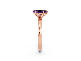 Rose gold Pear Cut Amethyst Solitaire Ring with Thin Band and Prong Setting_20