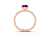 Rose gold Pear Cut Amethyst Solitaire Ring with Thin Band and Prong Setting_21